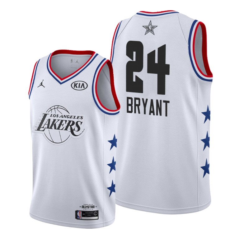 Men's Los Angeles Lakers Kobe Bryant #24 NBA 2019 Game Finished All-Star White Basketball Jersey UTD5583PH